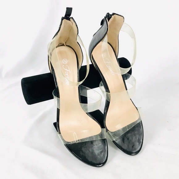 {Forever 21} Clear Strappy heels with zipper - Picture 1 of 4